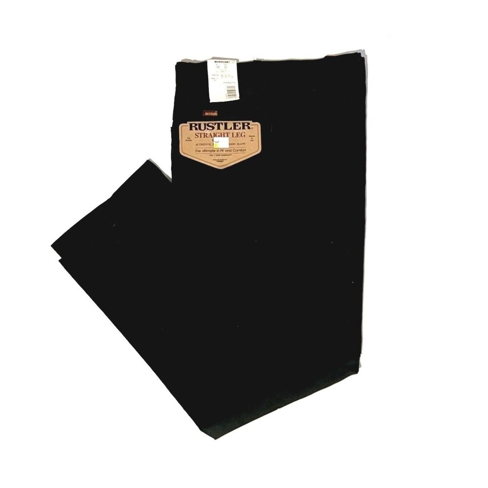 Vintage Rustler Regular Fit Straight Leg Black Jeans 38x30 NOS 89661BK Wrangler